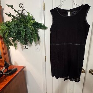 Black Sleeveless Lace Mini Dress